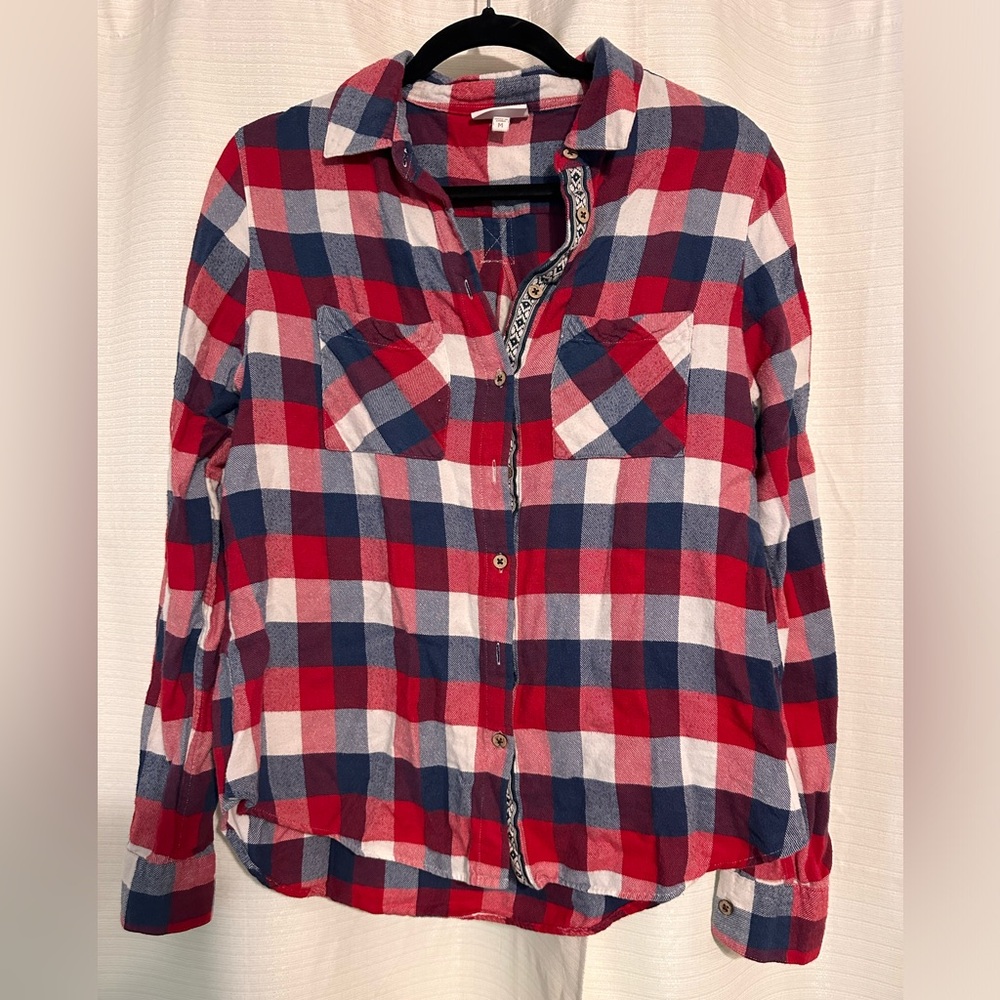 Plaid Button Down Shirt - Red and Blue